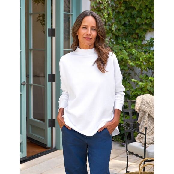 Frank & Eileen Women's Long-Sleeve Funnel Neck Capelet Sweater White Size S NWOT